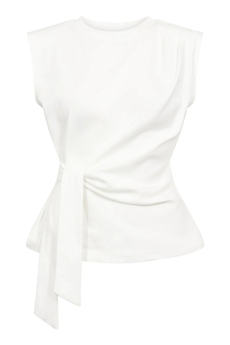 Oriane Pleat Tie Top | White | Top fra Co'couture