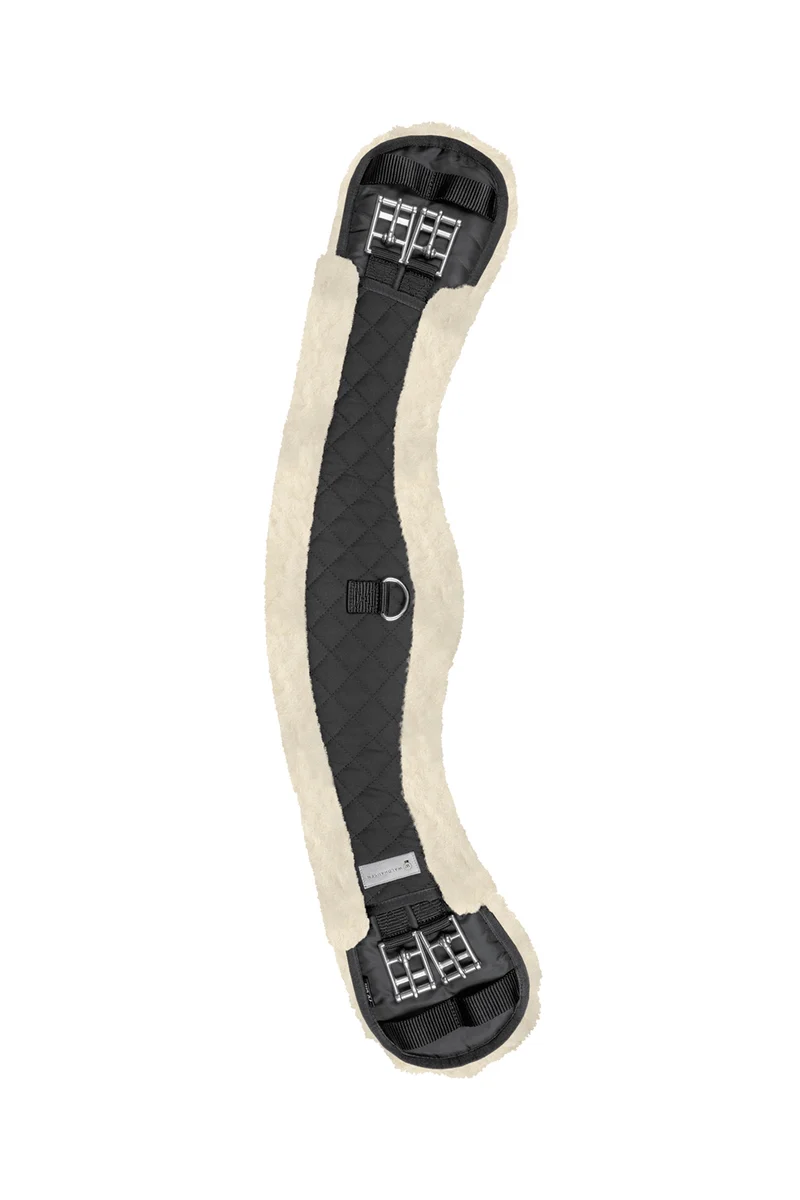 Half Moon kurzer Sattelgurt mit Teddyfell Black/Nature 75 cm