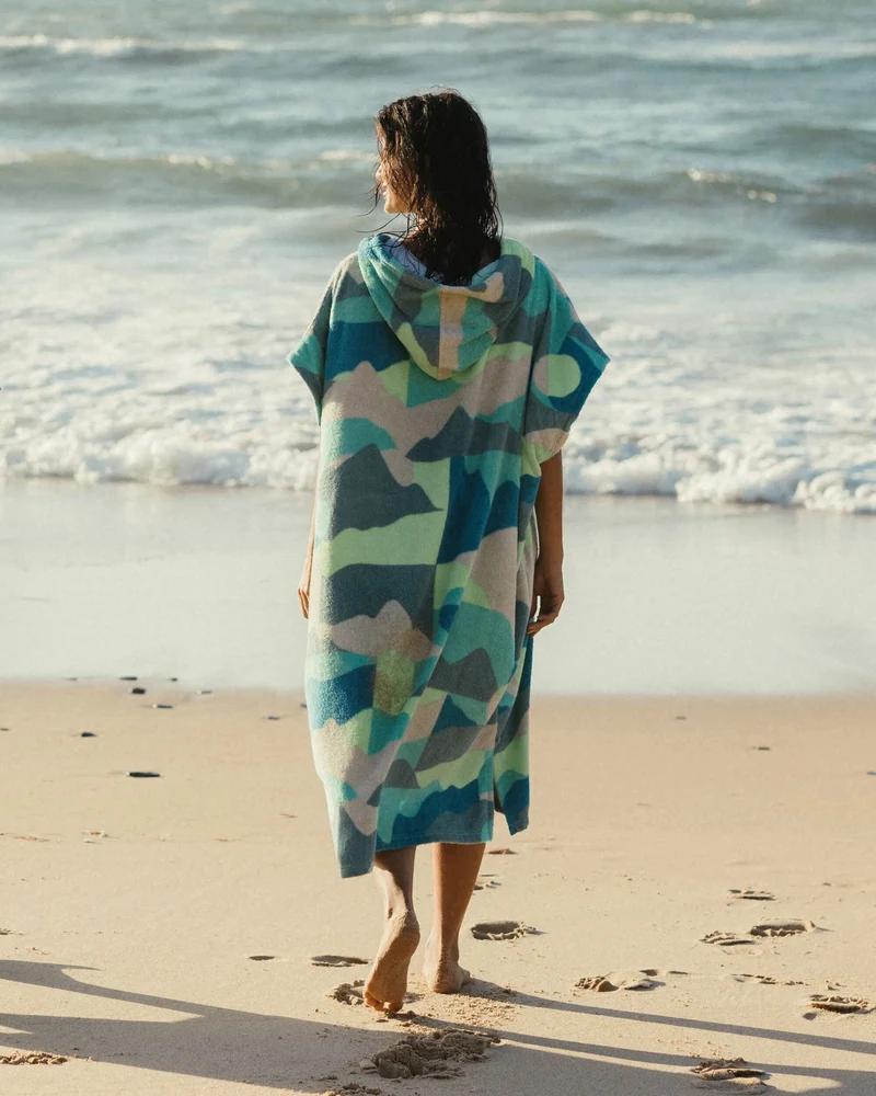 Shoreline Baumwoll-Surf-Poncho - Vista Patchwork Aqua