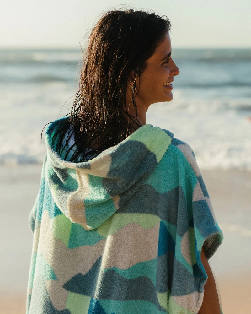 Shoreline Baumwoll-Surf-Poncho - Vista Patchwork Aqua