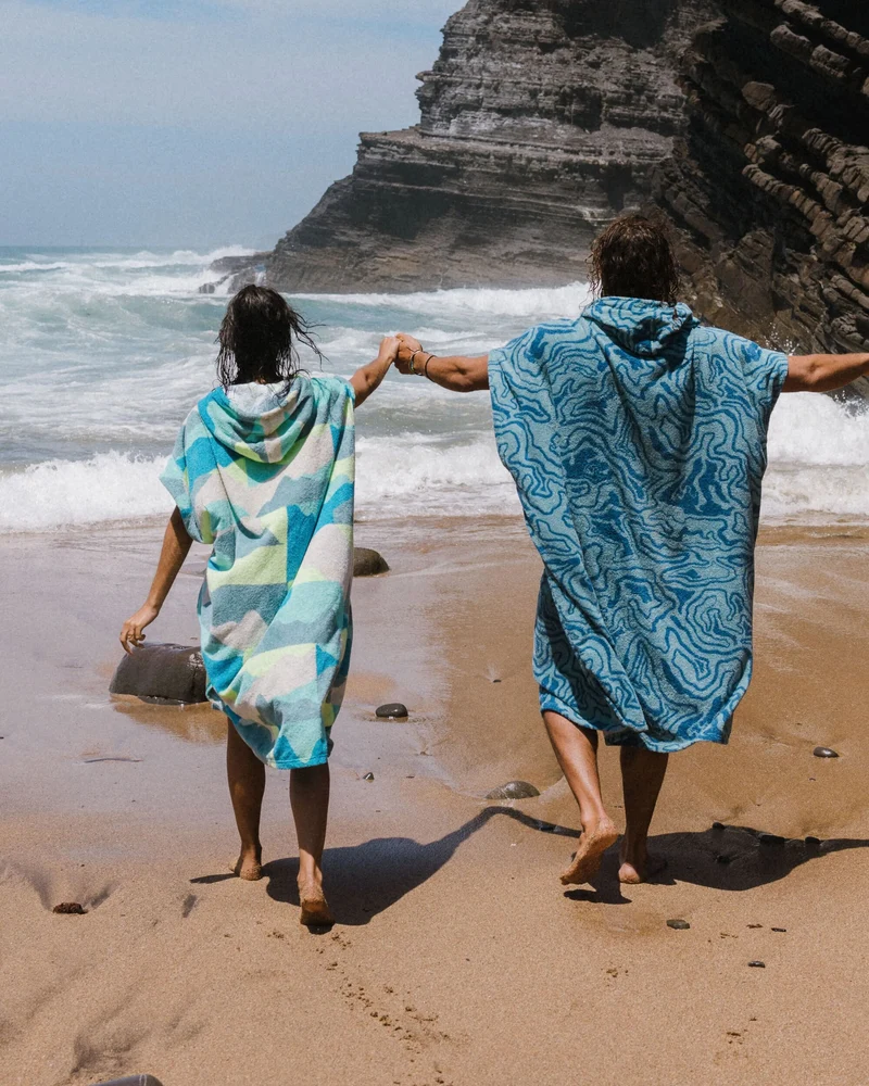 Shoreline Baumwoll-Surf-Poncho - Vista Patchwork Aqua