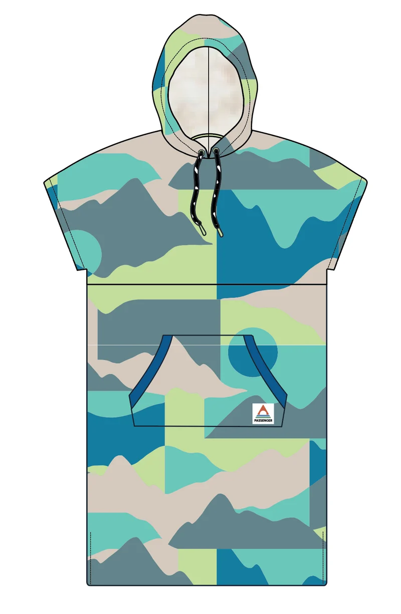 Shoreline Baumwoll-Surf-Poncho - Vista Patchwork Aqua
