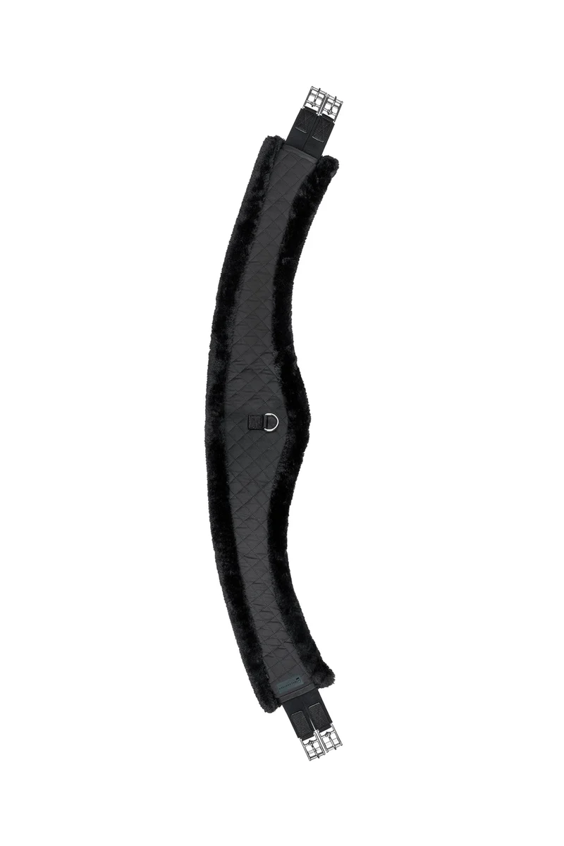 Half Moon langer Sattelgurt mit Teddyfell Black/Black 140 cm