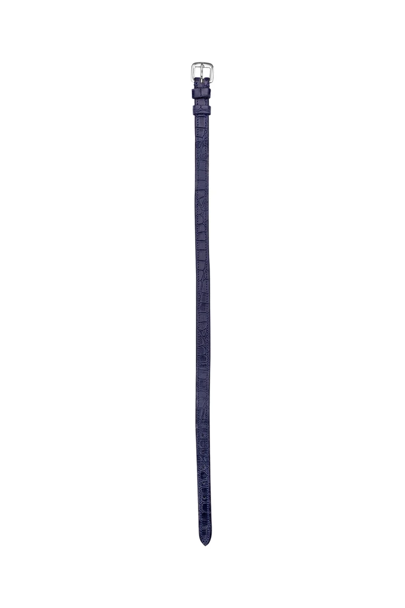 Ledersporenriemen mit Krokoprägung Blue Einheitsgröße