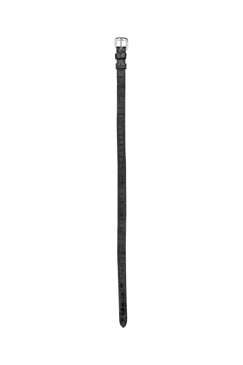 Ledersporenriemen mit Krokoprägung Black Einheitsgröße