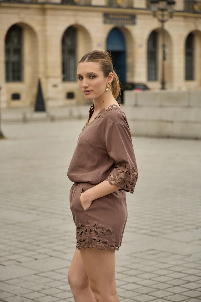 Trixie Lace Top | Cognac