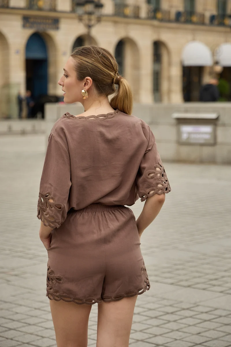Trixie Lace Top | Cognac