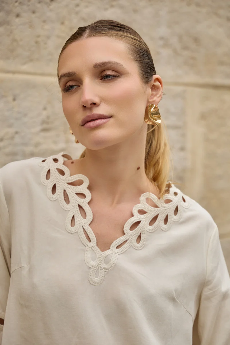Trixie Lace Top | Beige