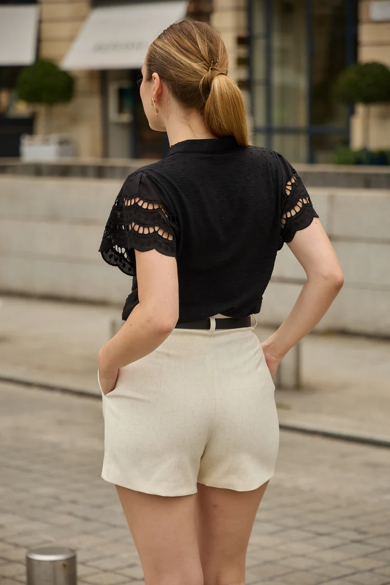 Gemma Dotted Blouse | Black