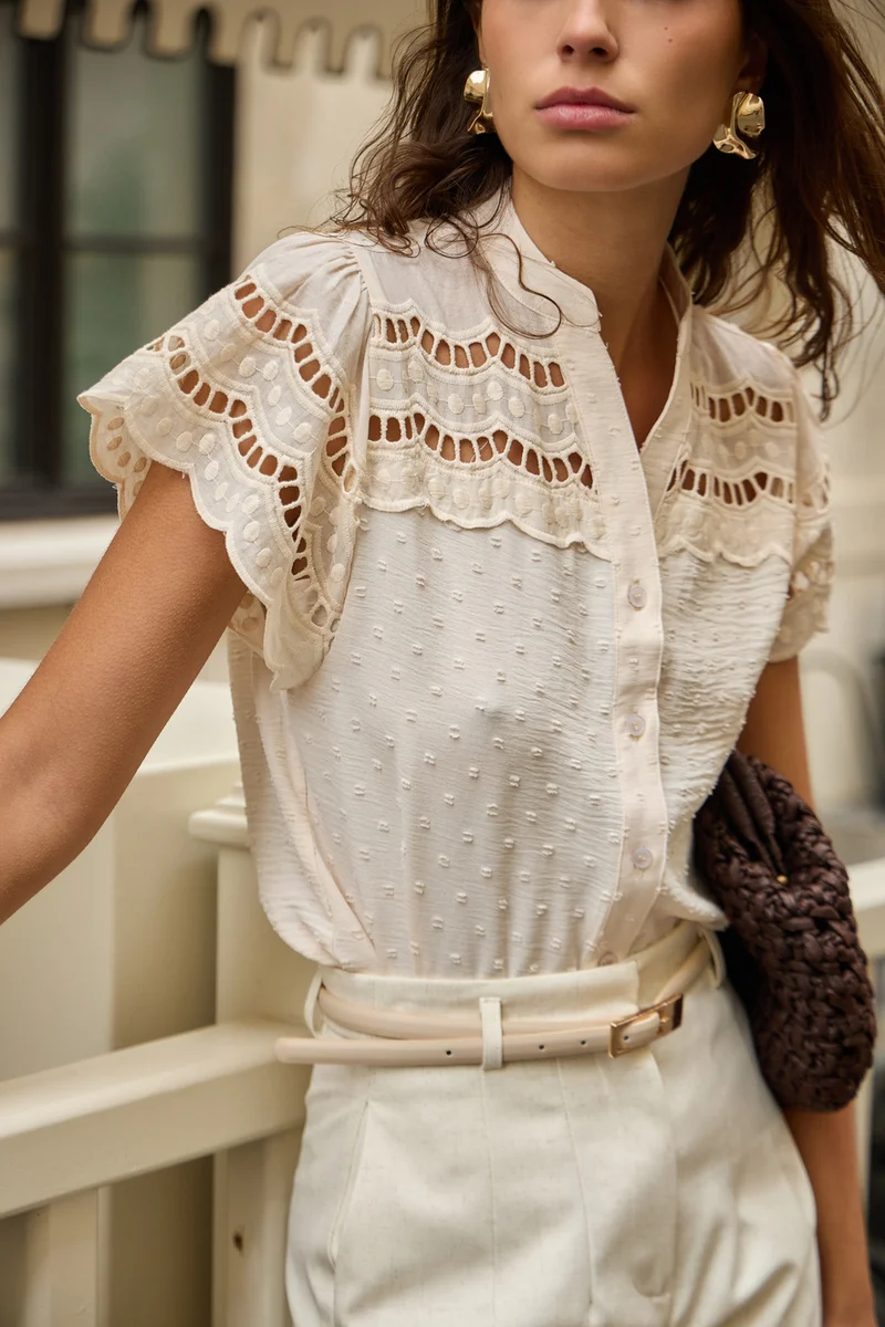 Gemma Dotted Blouse | Beige