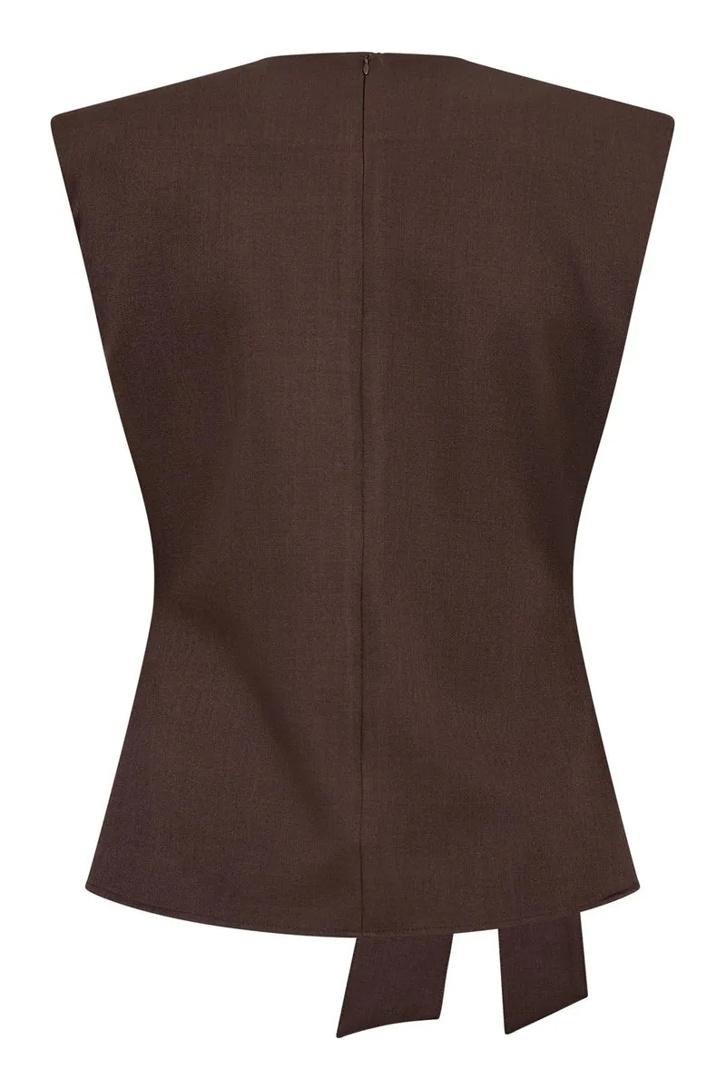 Luna Pleat Top | Dark Brown | Top fra Co'couture