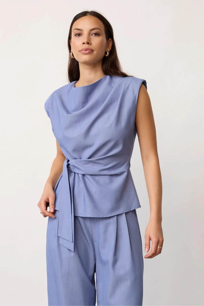 Tenny Pleat Top 45198 | Denim blue | Top fra Co'couture