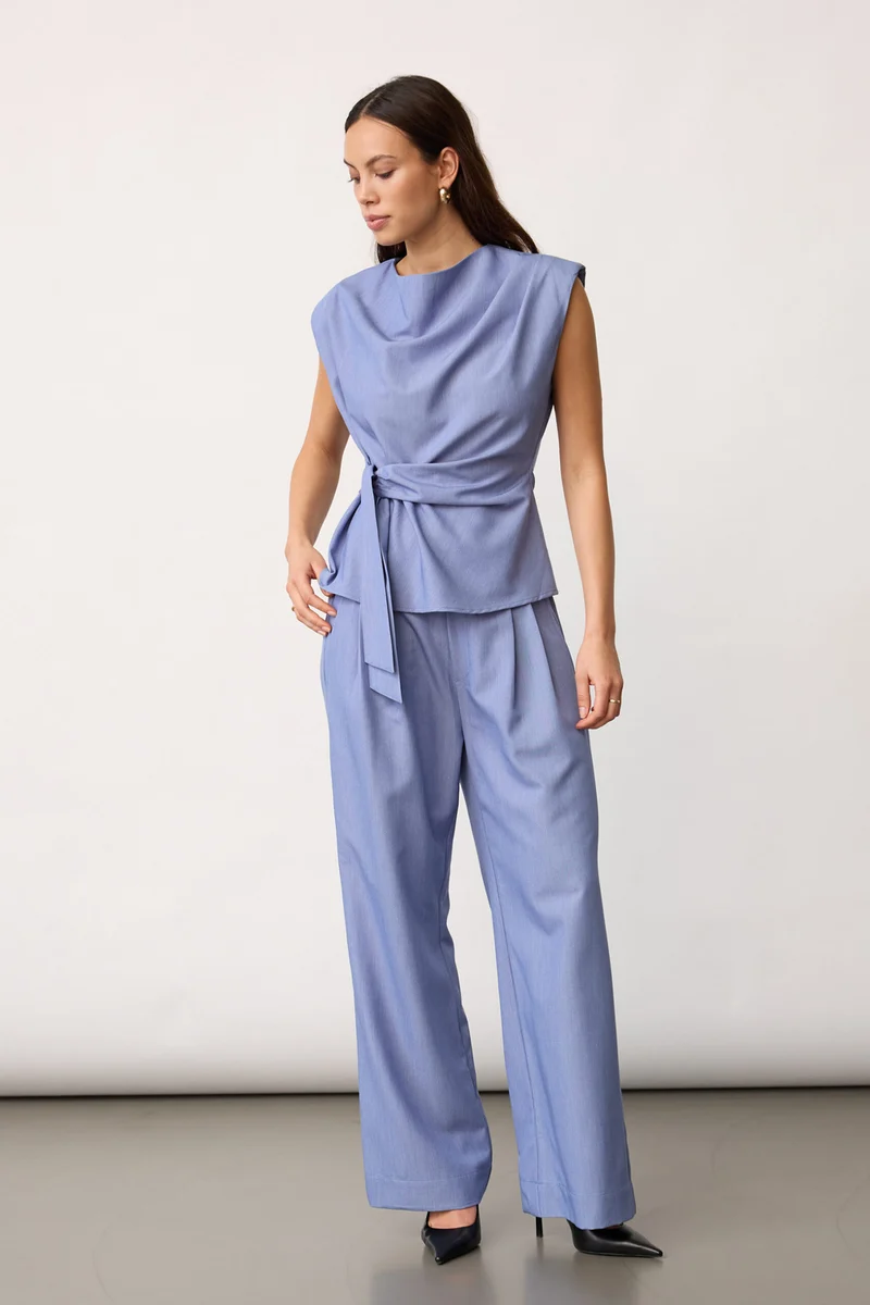 Tenny Pleat Top 45198 | Denim blue | Top fra Co'couture