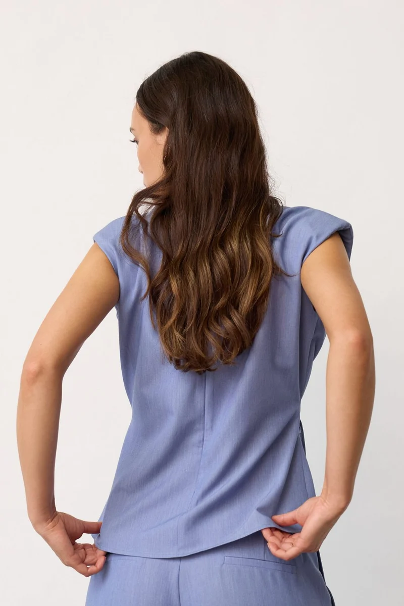 Tenny Pleat Top 45198 | Denim blue | Top fra Co'couture