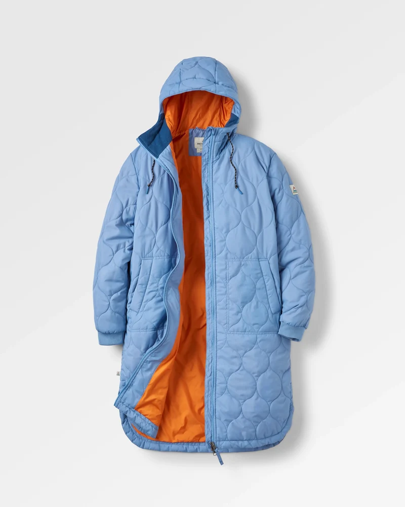 Flora Lange Isolierte Parka - Verblasstes Denim