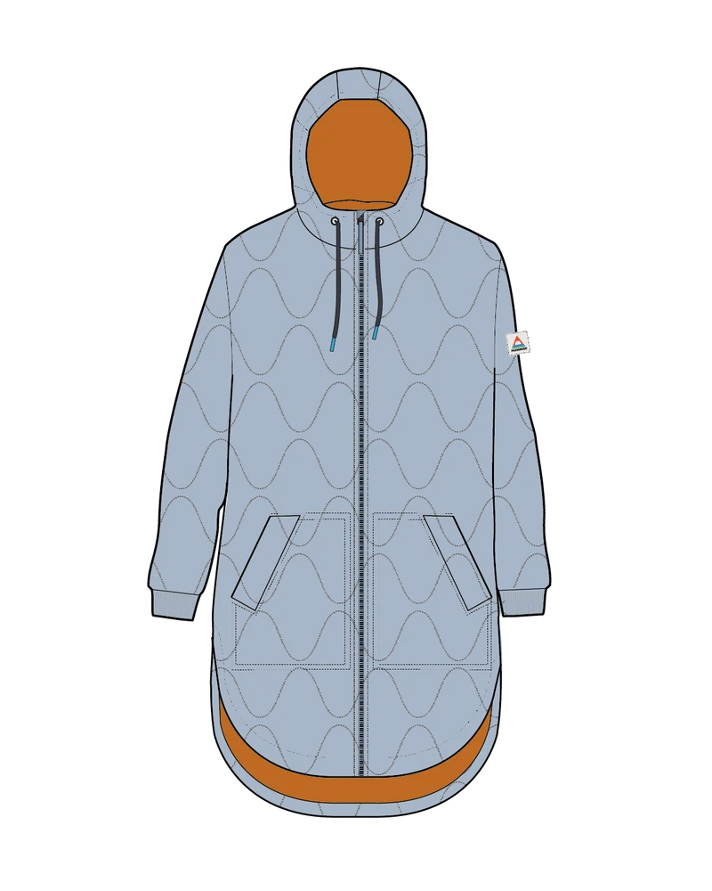 Flora Lange Isolierte Parka - Verblasstes Denim