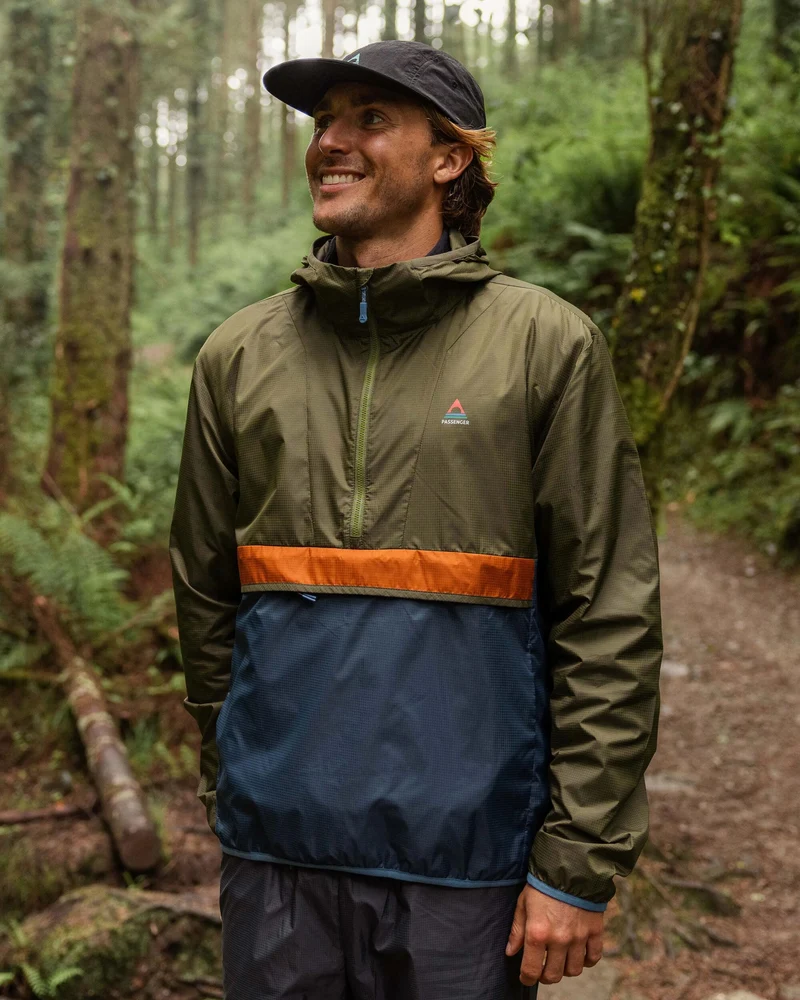 Gusto Windshell Anorak - Khaki/Dunkles Denim