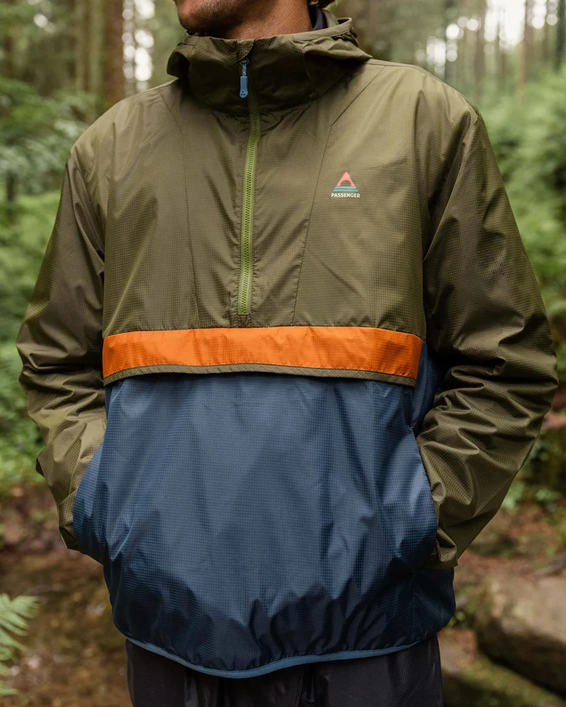 Gusto Windshell Anorak - Khaki/Dunkles Denim
