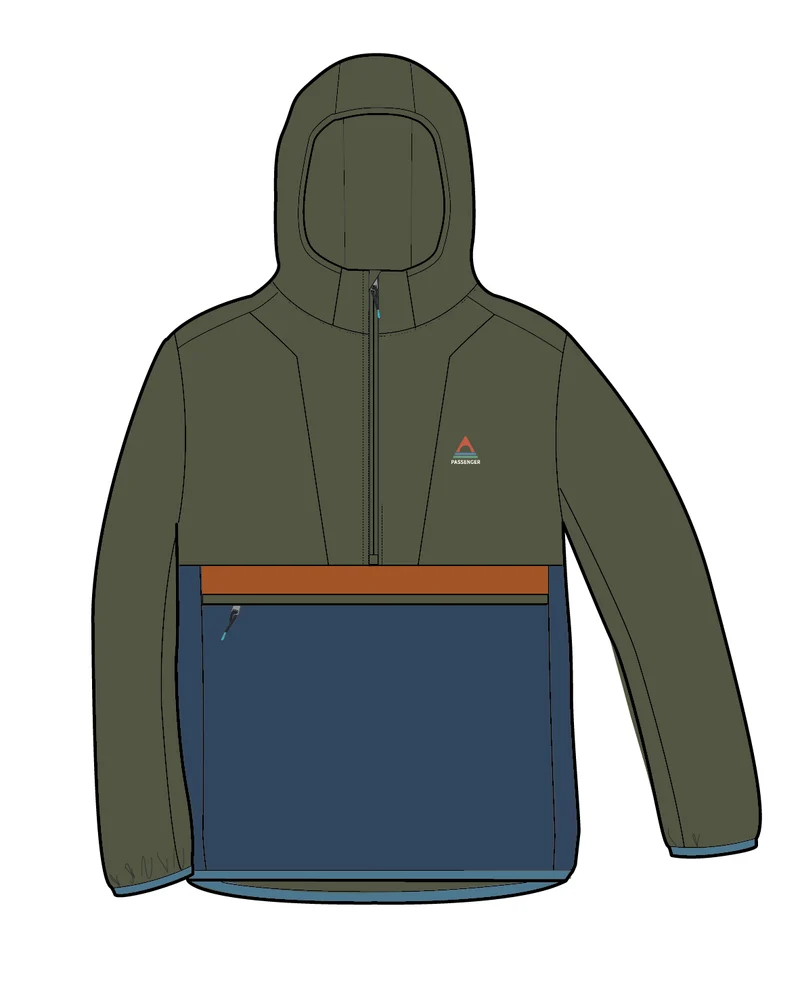 Gusto Windshell Anorak - Khaki/Dunkles Denim