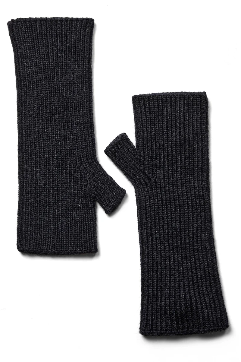 Tova Wool Rib Mittens | Dark Navy | Accessories fra Mos Mosh