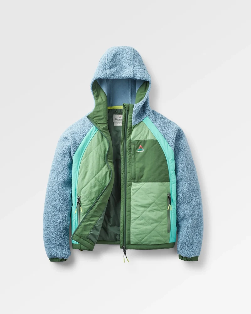 Lara Steppjacke - Verblasstes Denim/Stängelgrün