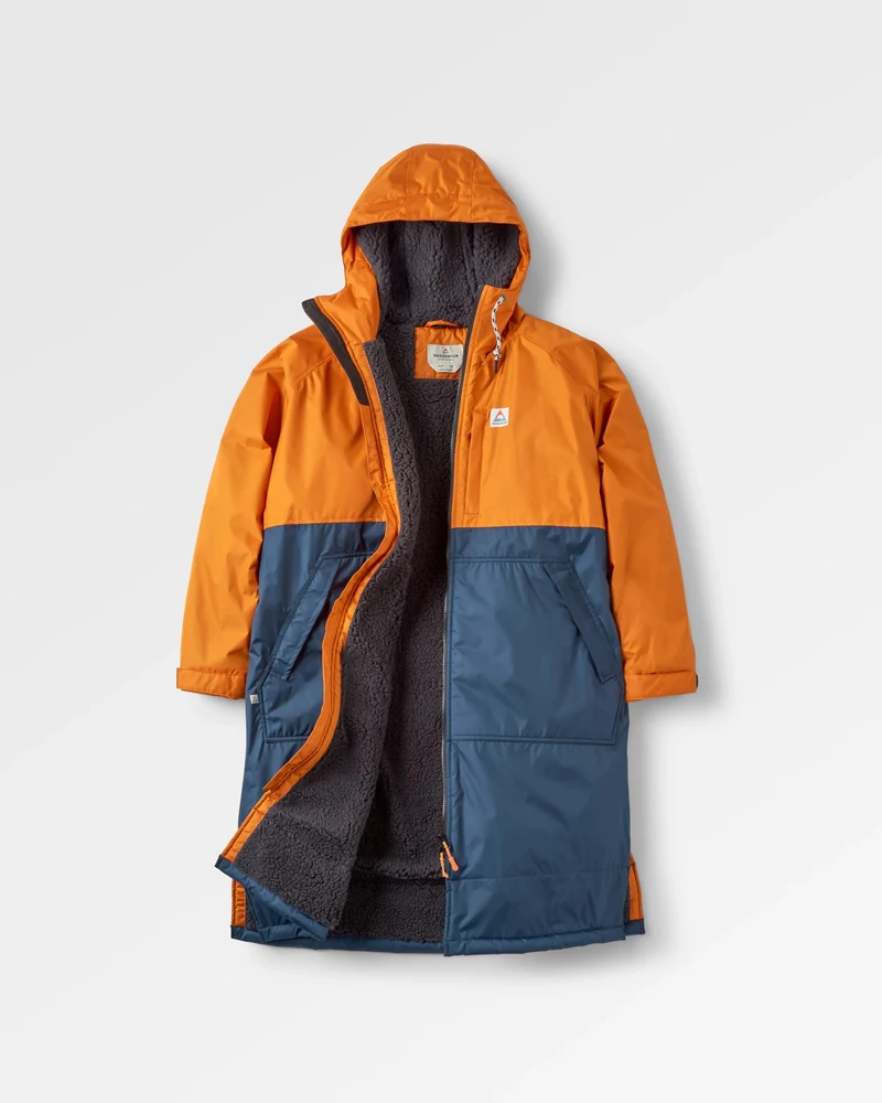 Waves Sherpa Lined Changing Robe - Sunrise Orange/Rich Navy Waves Sherpa-gefütterter Surf-Poncho - Sunrise Orange/Rich Navy