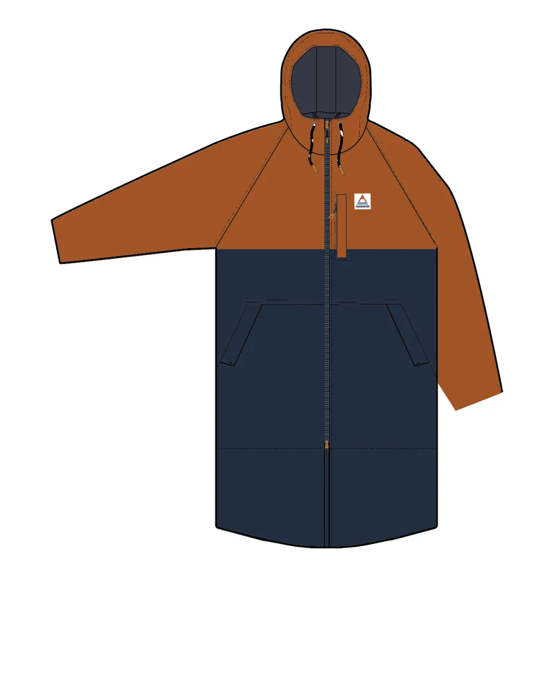 Waves Sherpa Lined Changing Robe - Sunrise Orange/Rich Navy Waves Sherpa-gefütterter Surf-Poncho - Sunrise Orange/Rich Navy
