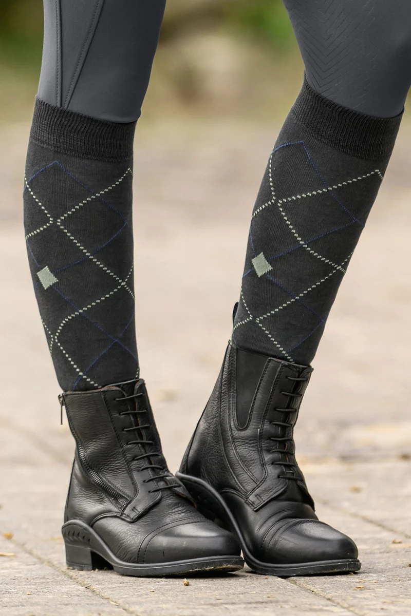 Argyle atmungsaktive Reitsocken Asphalt 35-38