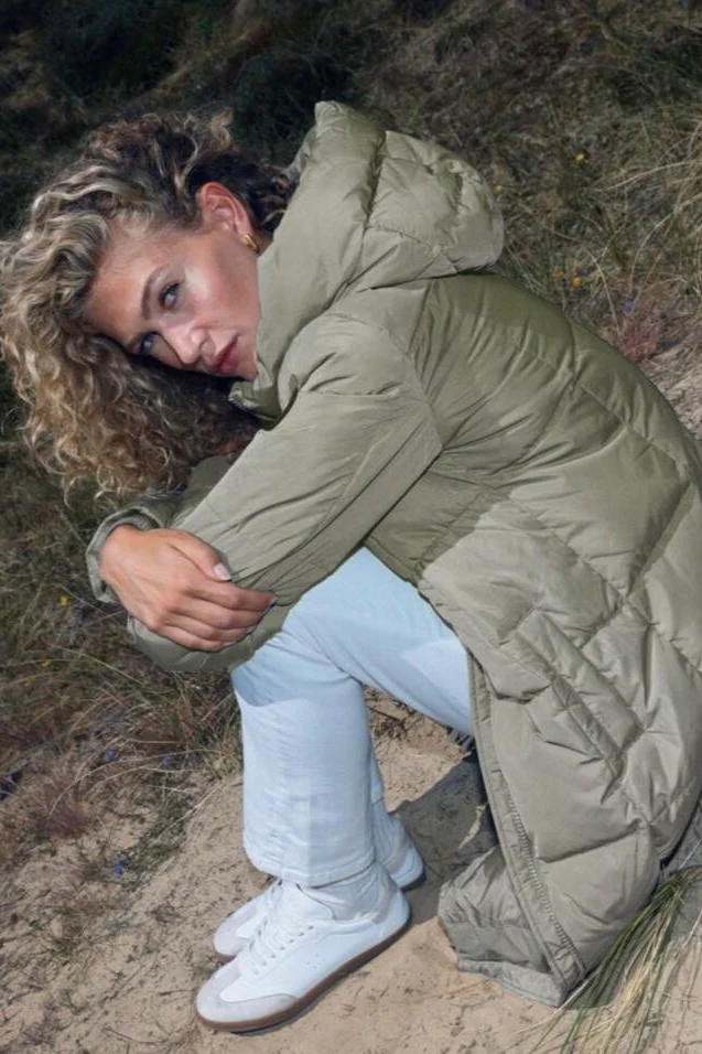 Nova Square Down Coat | Tea | Frakke fra Mos Mosh