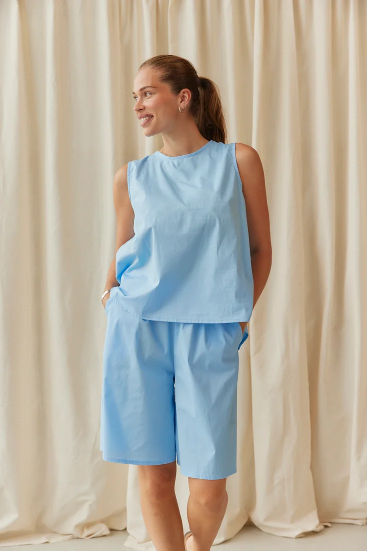 Rosalba Flared Top | Sky Blue