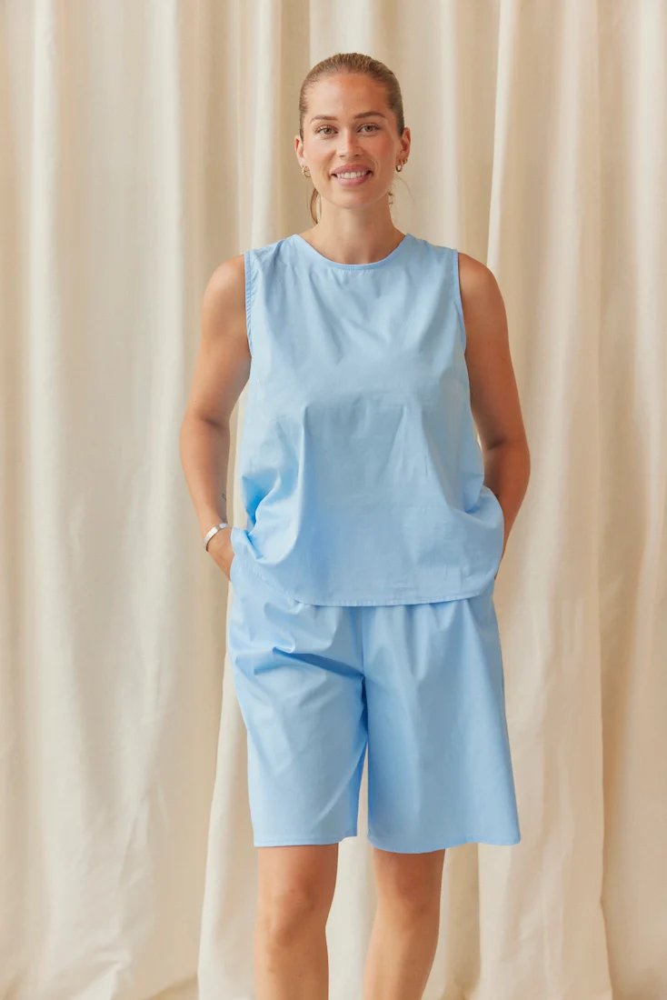 Rosalba Flared Top | Sky Blue