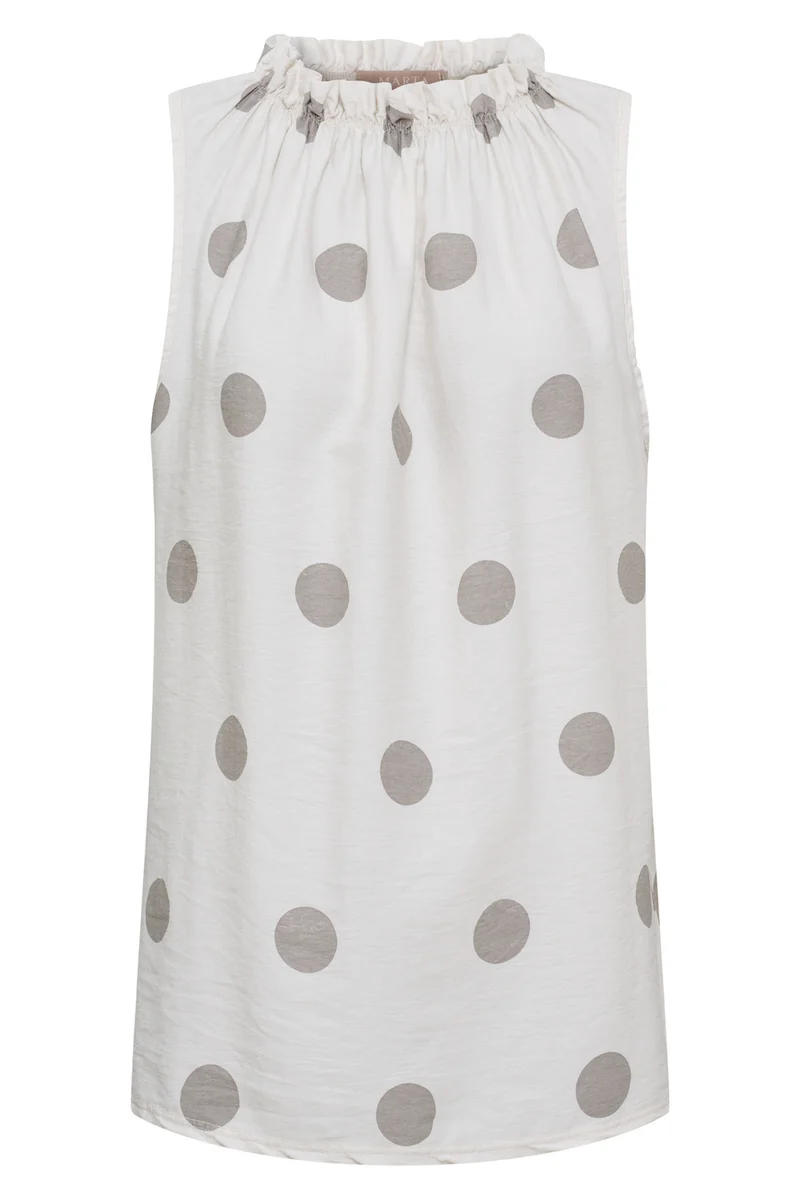 Lucina Dot Top | Beige Polka Dot