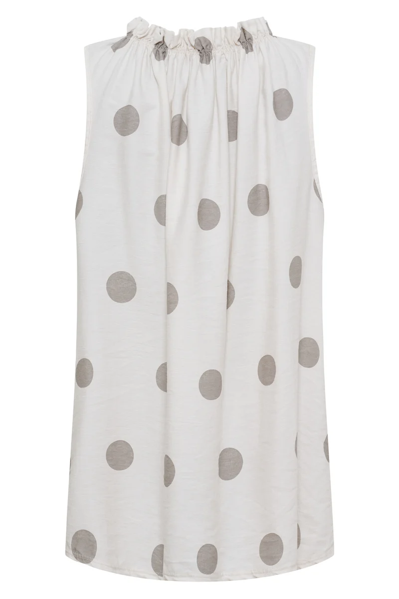Lucina Dot Top | Beige Polka Dot