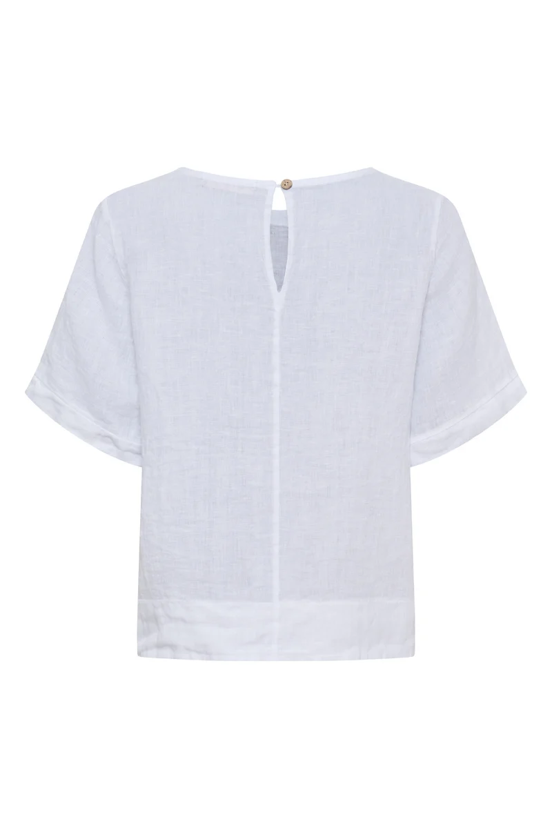 Ceyla Linen Top | Optical White