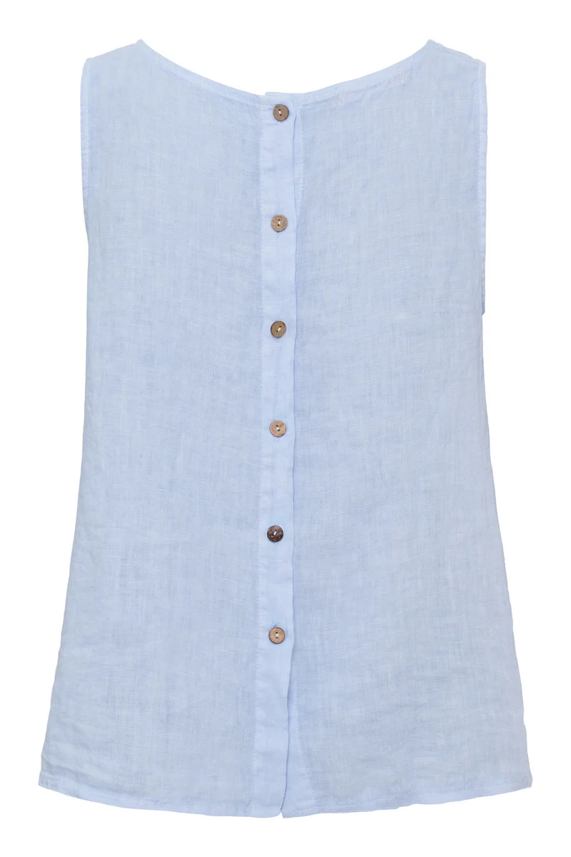 Alessia Linen Top | Cielo