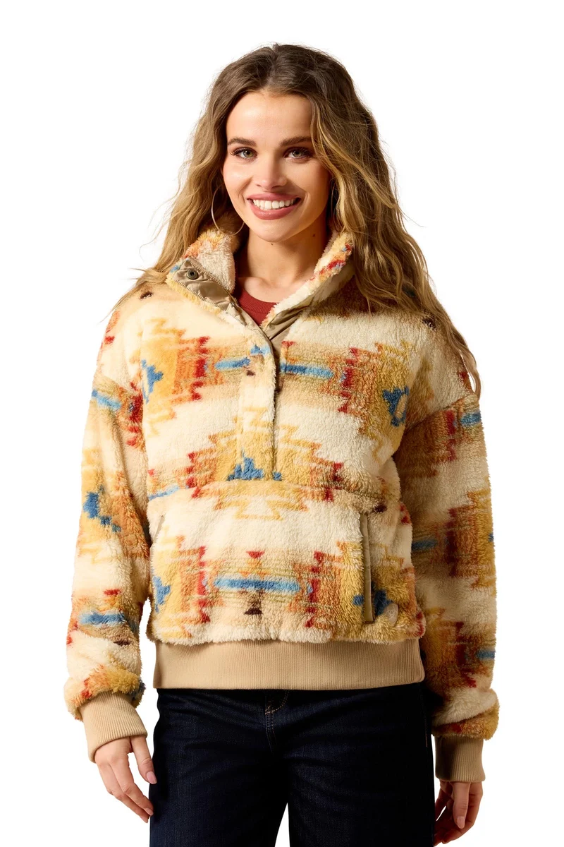 Berber Snap Damen Pullover mit 1/2-Knopfleiste Sonoma Southwest Print S