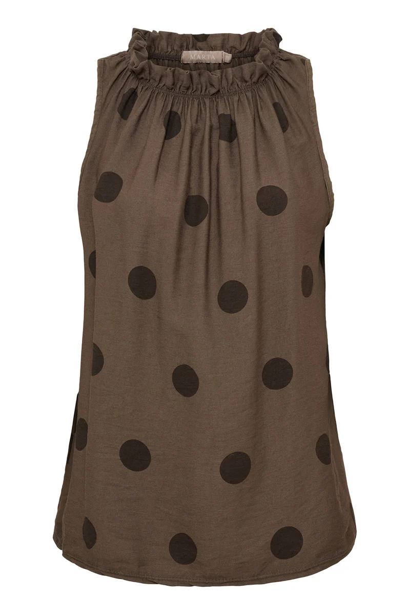 Lucina Dot Top | Brown Polka Dot