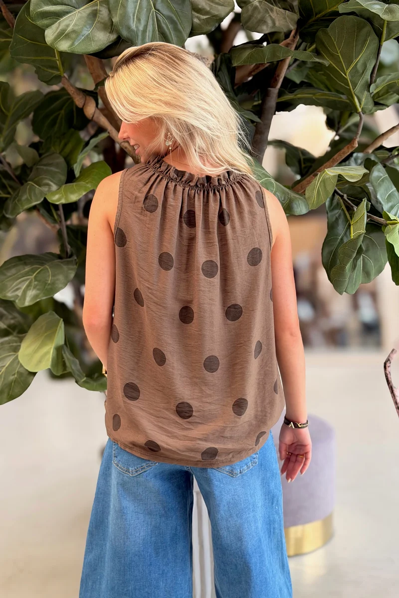 Lucina Dot Top | Brown Polka Dot