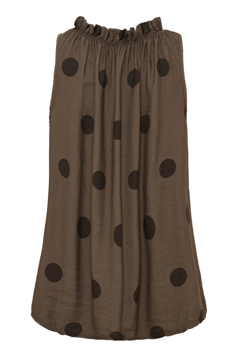 Lucina Dot Top | Brown Polka Dot