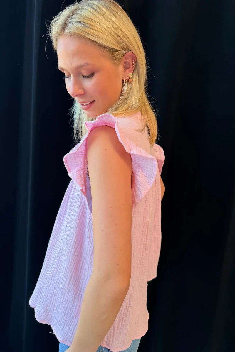 Emmy Embroidered Top | Pink