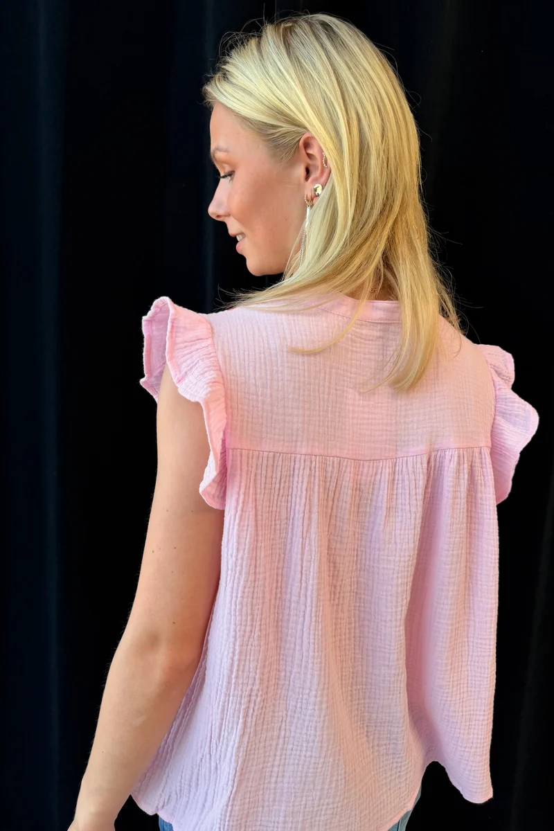 Emmy Embroidered Top | Pink