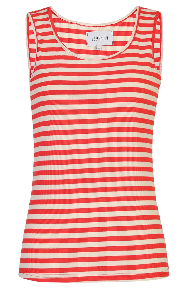 Natalia Tank Top | Lobster Red Creme Stripe