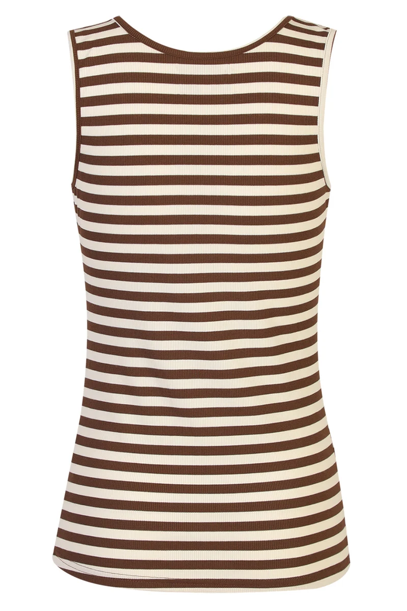 Natalia Tank Top | Brown Creme Stripe