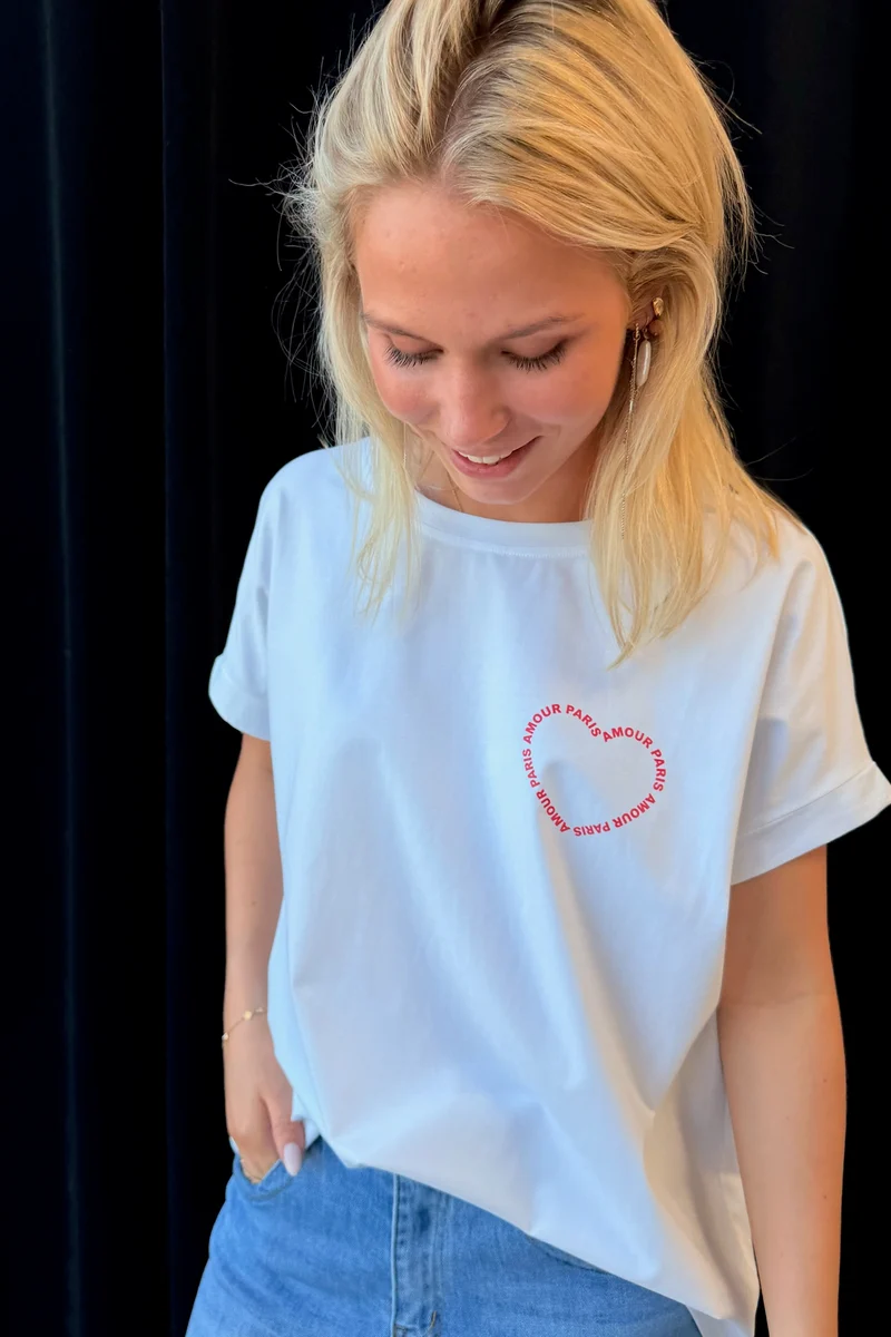 Amour Paris cotton tee | White