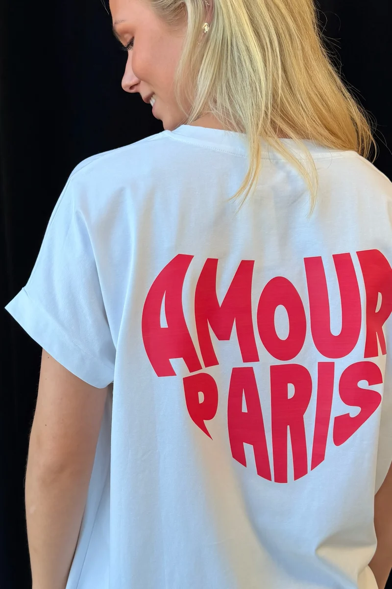 Amour Paris cotton tee | White