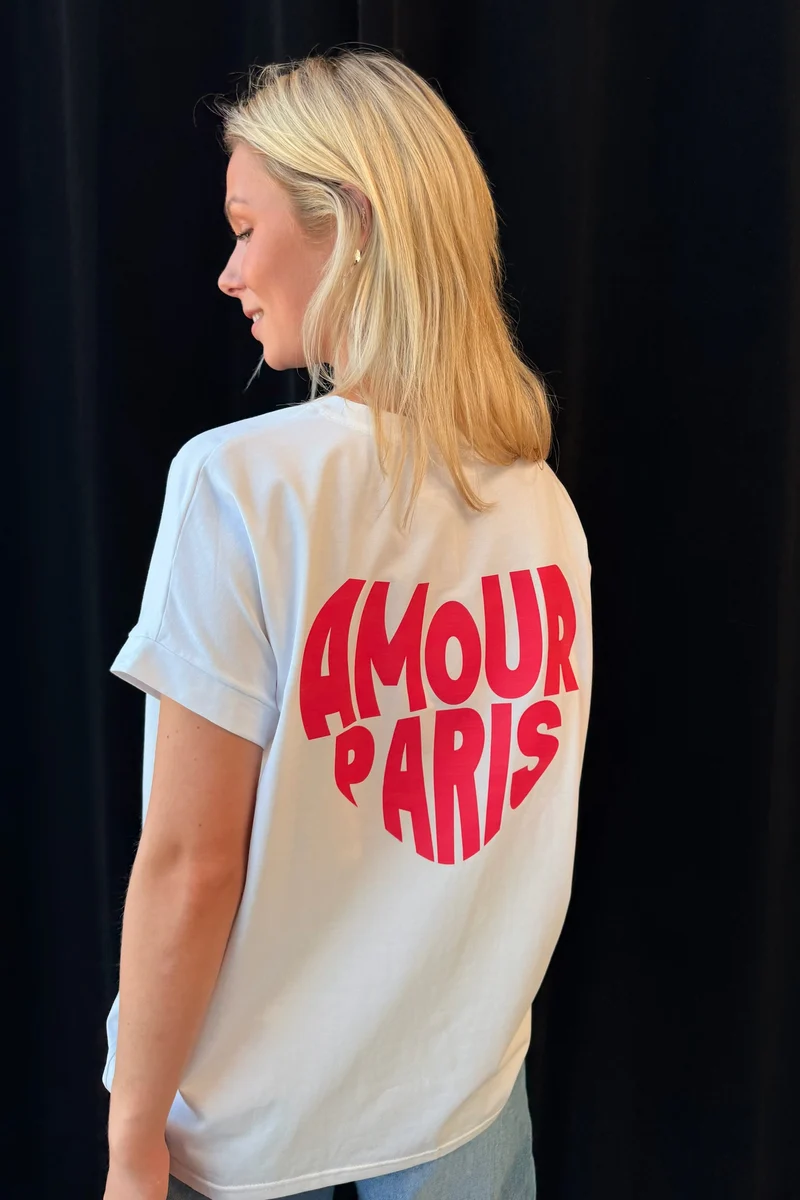 Amour Paris cotton tee | White