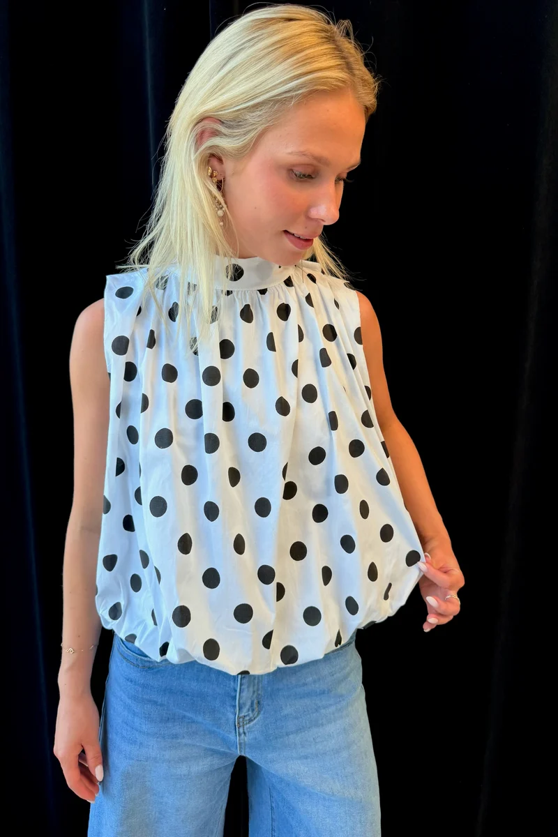 Dot Bow Top | White