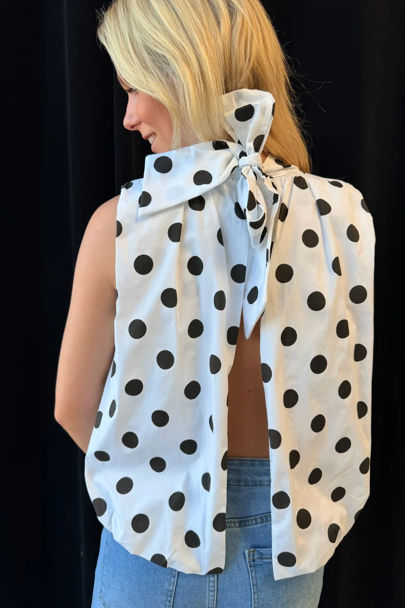 Dot Bow Top | White