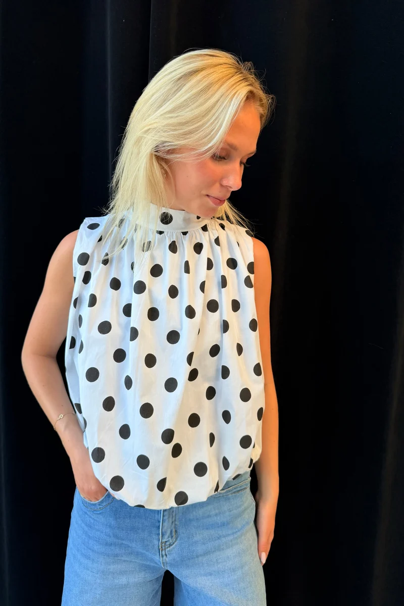 Dot Bow Top | White