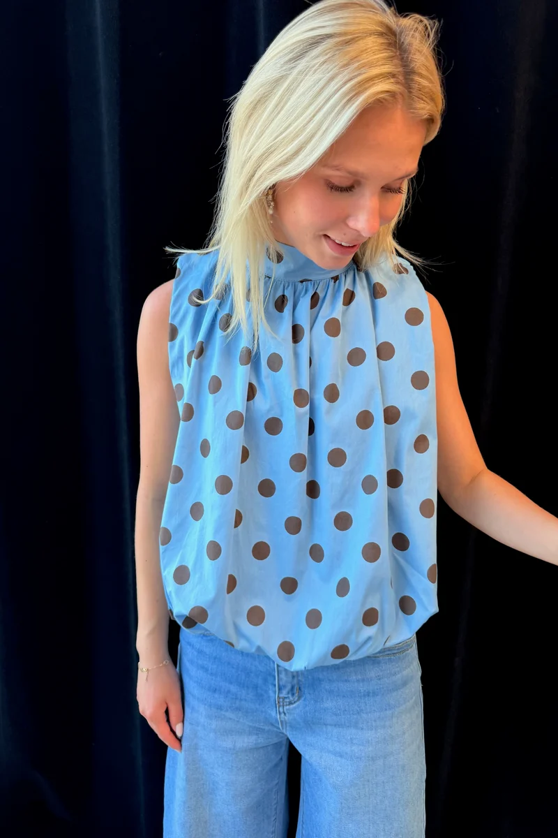 Dot Bow Top | Sky Blue